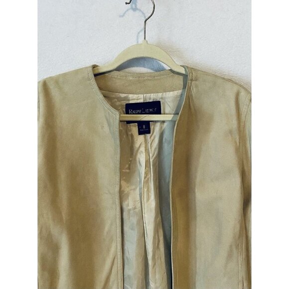 Ralph Lauren Collection Classics Jacket Womens 8 Light Brown Suede Open Front - Picture 2 of 5
